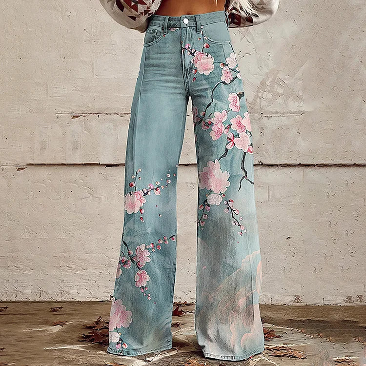 Ariel - Blossom Japanse kunst wijde broek