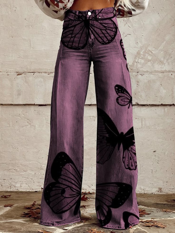 Bianca - Butterfly Print Wide Leg Pants