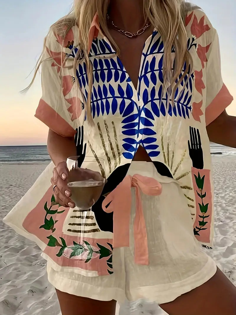Holly - Zomer strandvakantie shirt en short set