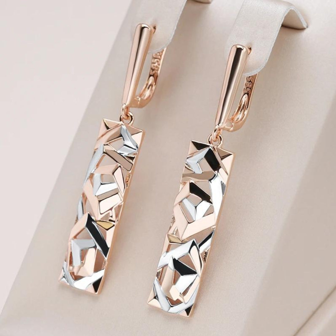 Elegante rechthoekige oorbellen in goud en zilver