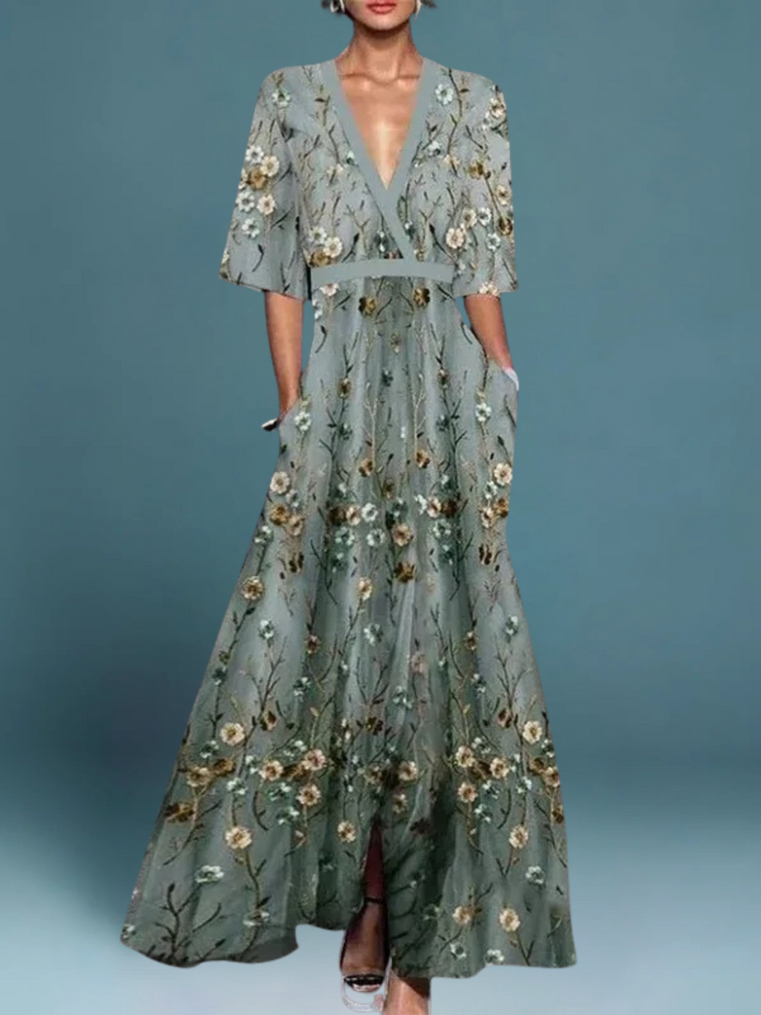 Hazel - Elegante V-hals boho-jurk met riem