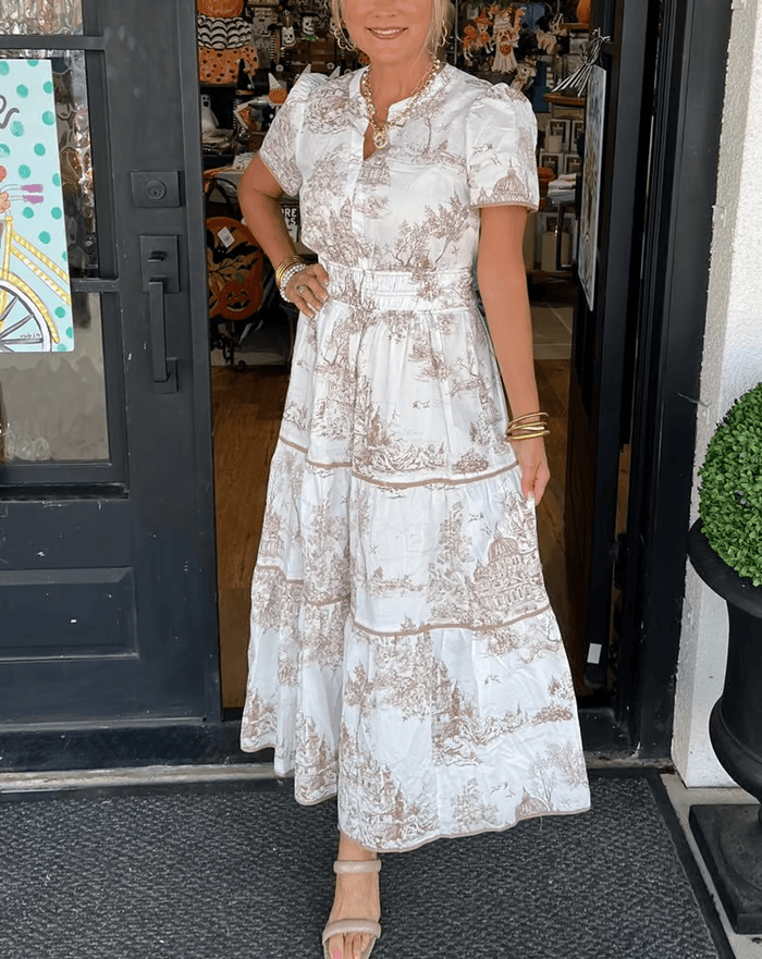 Solene - Boho chique bloemen maxi-jurk met V-hals