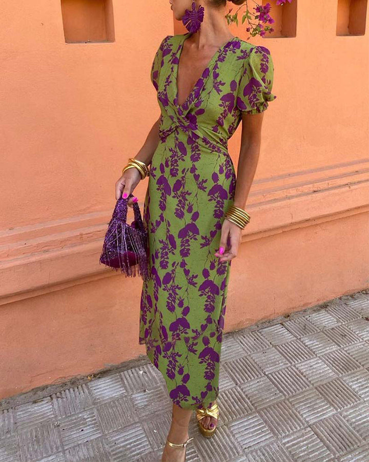 Della - Geplooide Boho-jurk met bloemenprint voor dames