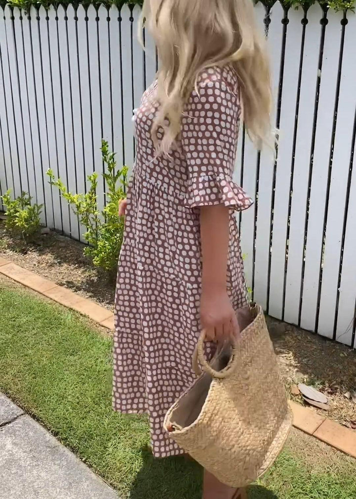 Rebecca - Casual chique midi-jurk met ruchesmouwen