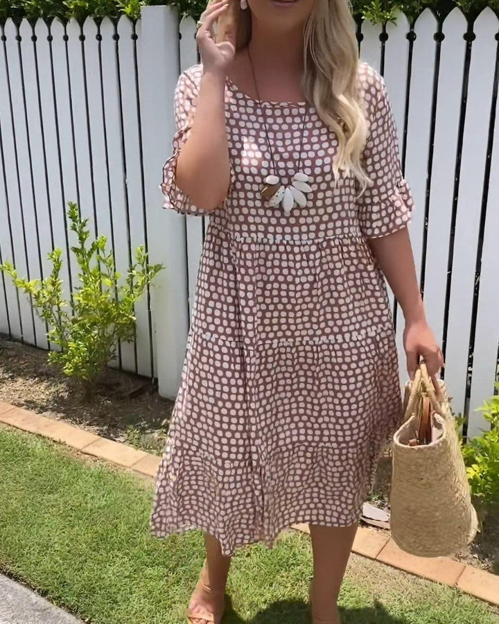 Rebecca - Casual chique midi-jurk met ruchesmouwen