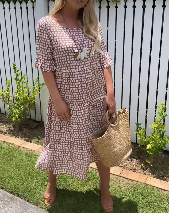 Rebecca - Casual chique midi-jurk met ruchesmouwen