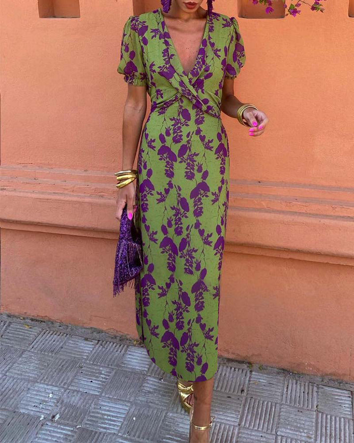 Della - Geplooide Boho-jurk met bloemenprint voor dames