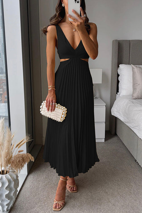 Rhiannon - Lange maxi-jurk met hoge taille en V-hals
