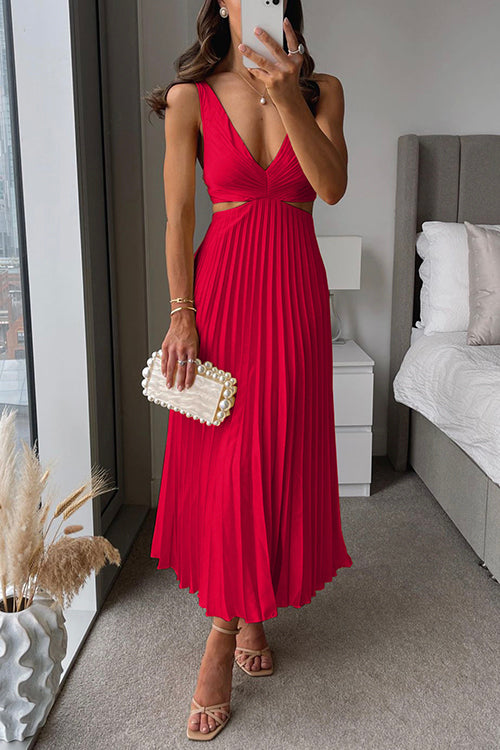 Rhiannon - Lange maxi-jurk met hoge taille en V-hals