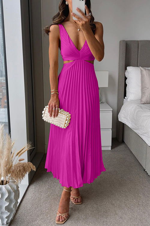 Rhiannon - Lange maxi-jurk met hoge taille en V-hals
