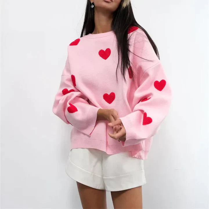 Abigail™ - Knit Sweater with Heart Pattern