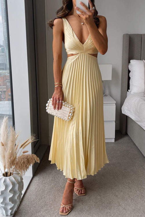 Rhiannon - Lange maxi-jurk met hoge taille en V-hals