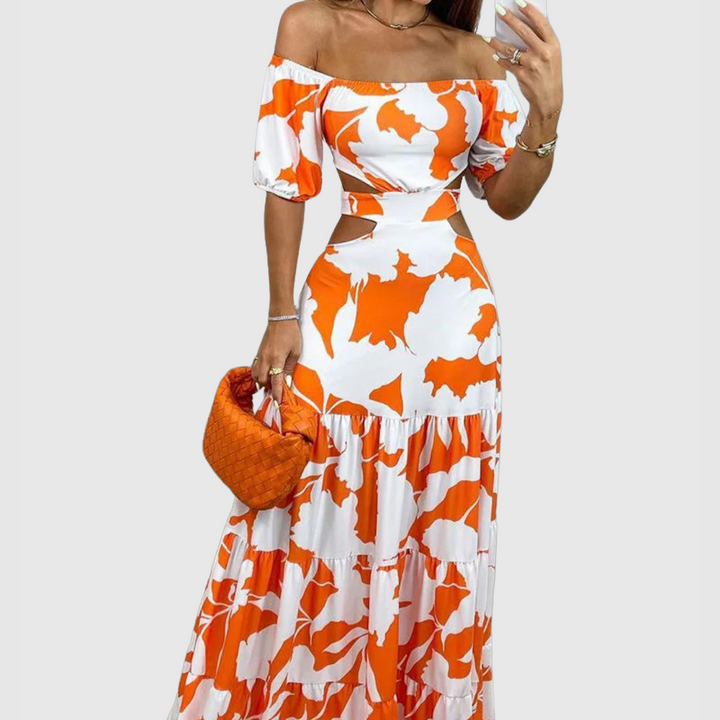 Arden - Elegante midi-jurk met onregelmatige nerf en uitsparingen 