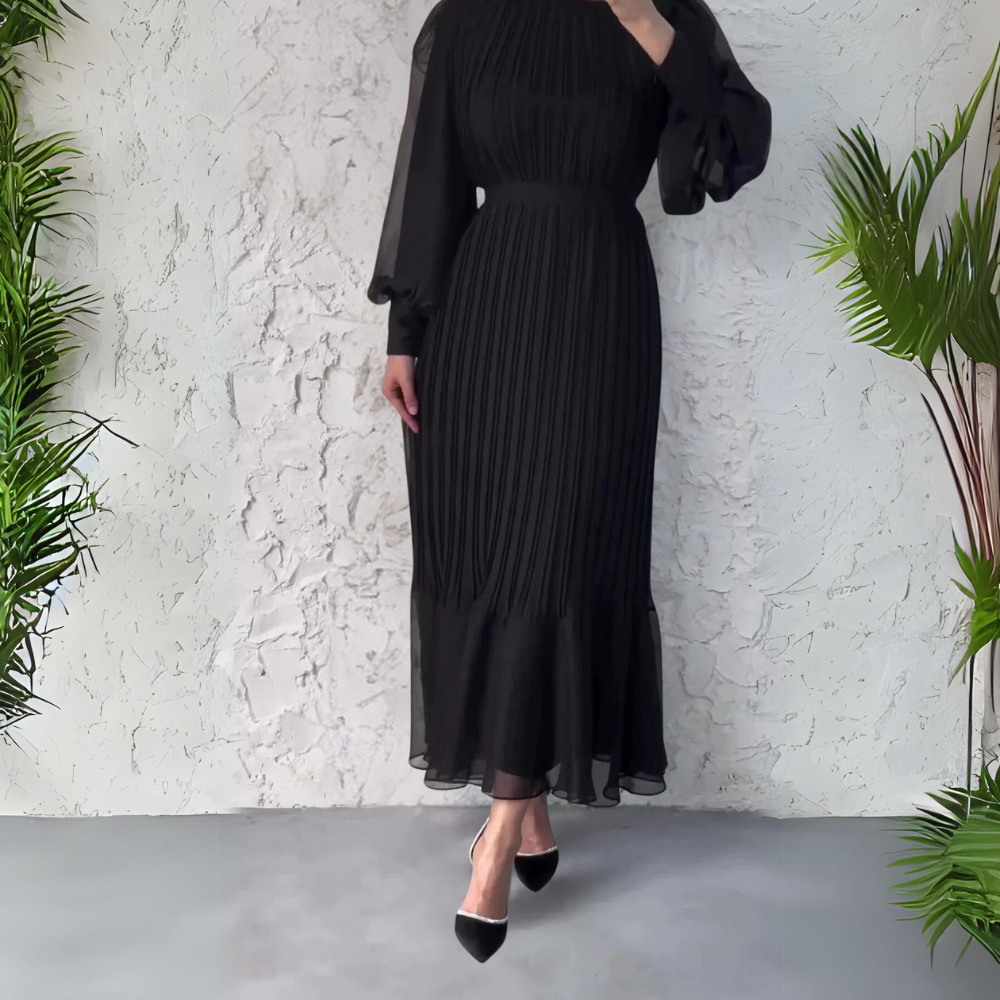 Cami - Chique Franse herfstavondjurk met mesh-accenten