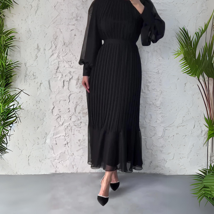 Cami - Chique Franse herfstavondjurk met mesh-accenten