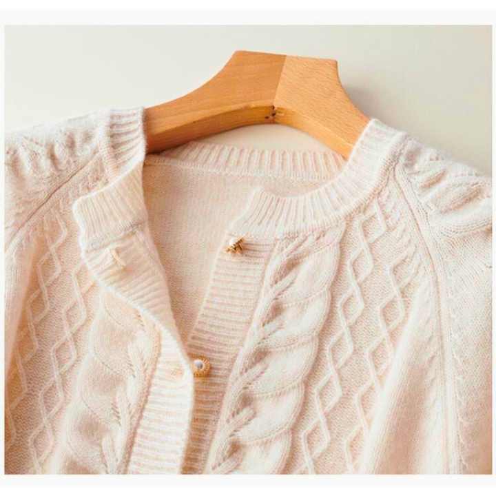 Alexandrine™ - Round Neck Wool Cardigan for Women