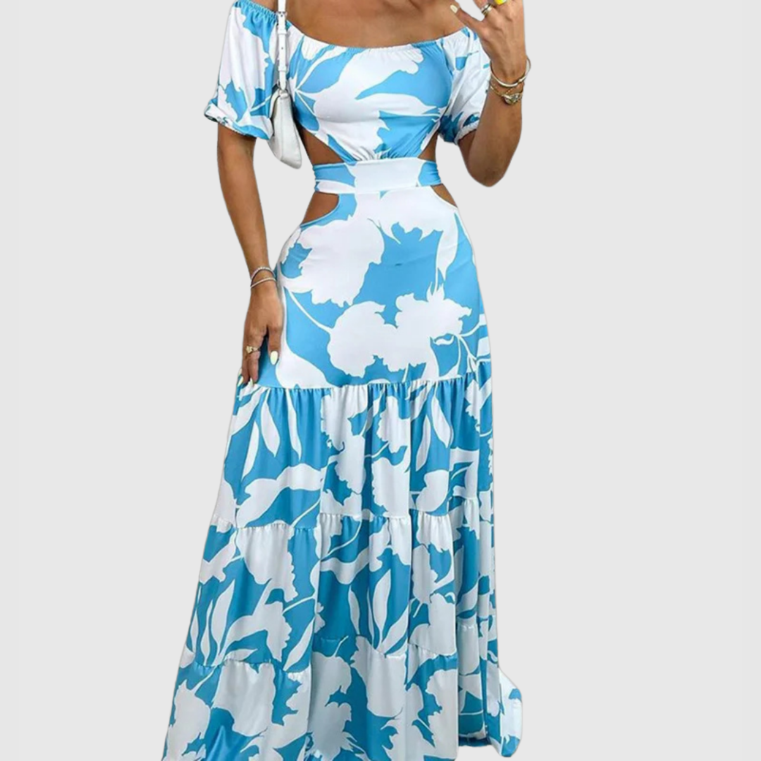 Arden - Elegante midi-jurk met onregelmatige nerf en uitsparingen 