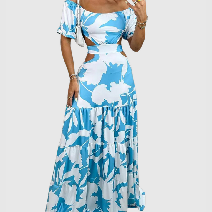 Arden - Elegante midi-jurk met onregelmatige nerf en uitsparingen 