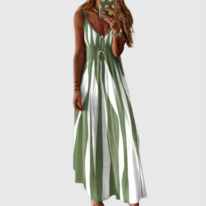 Ariella - Chique mouwloze gestreepte maxi-jurk 