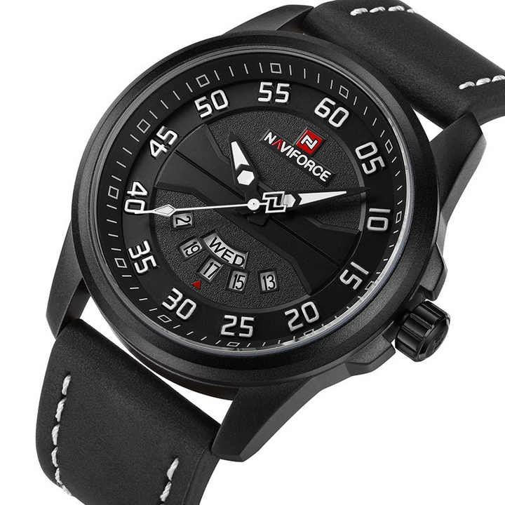 Quartzhorloge met leren band