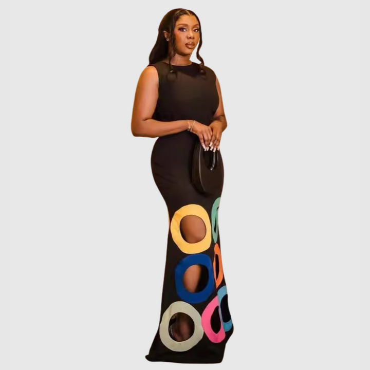 Anya - Kleurrijke uitgeholde bodycon maxi-jurk