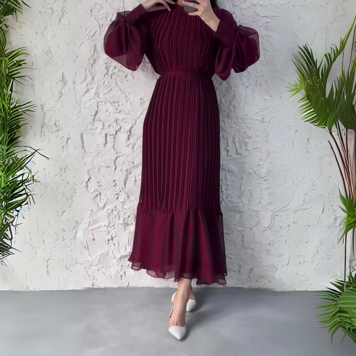 Cami - Chique Franse herfstavondjurk met mesh-accenten