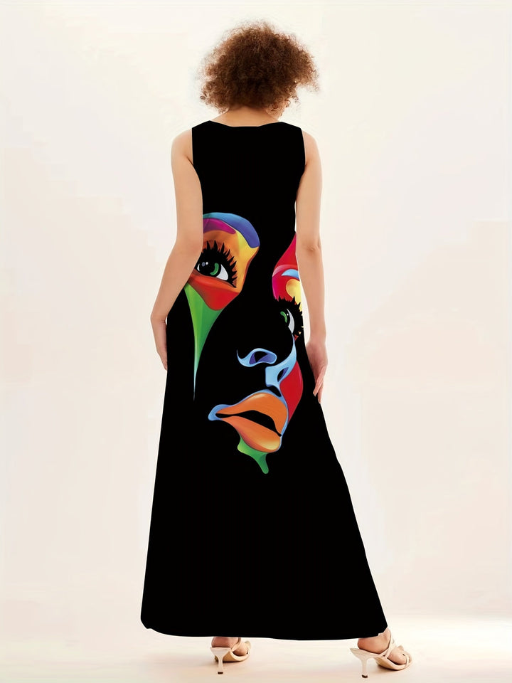 Honor - Chic Mask Print Maxi-jurk 