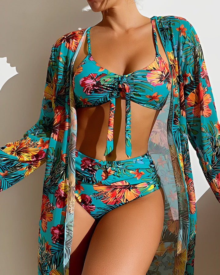 Isla - Tropische print bikiniset met cover-up