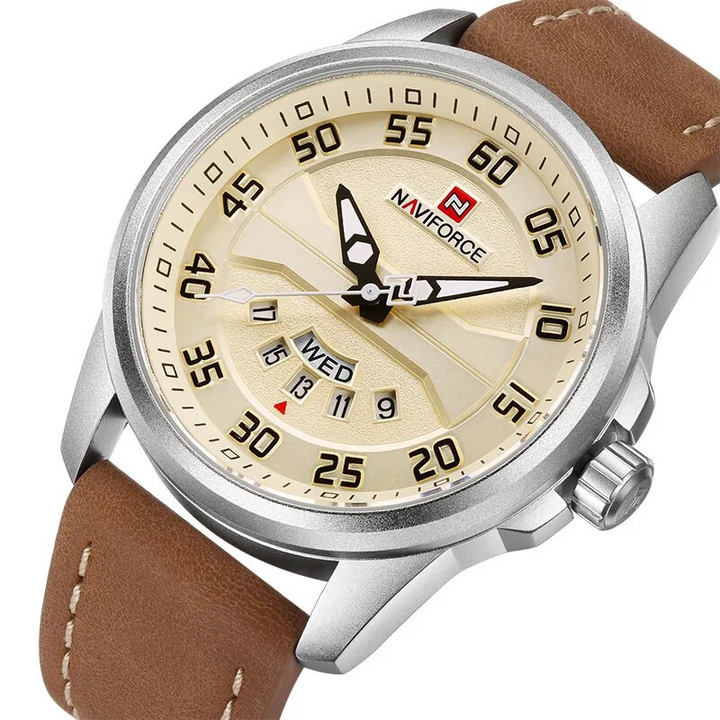 Quartzhorloge met leren band