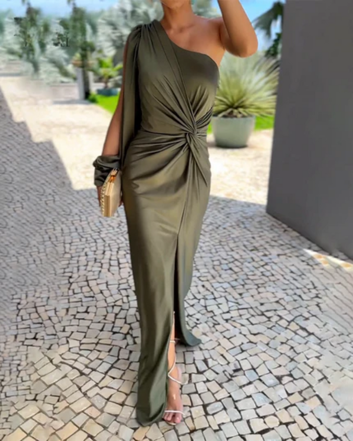 Odessa - Asymmetrische bandage midi-jurk met ruches