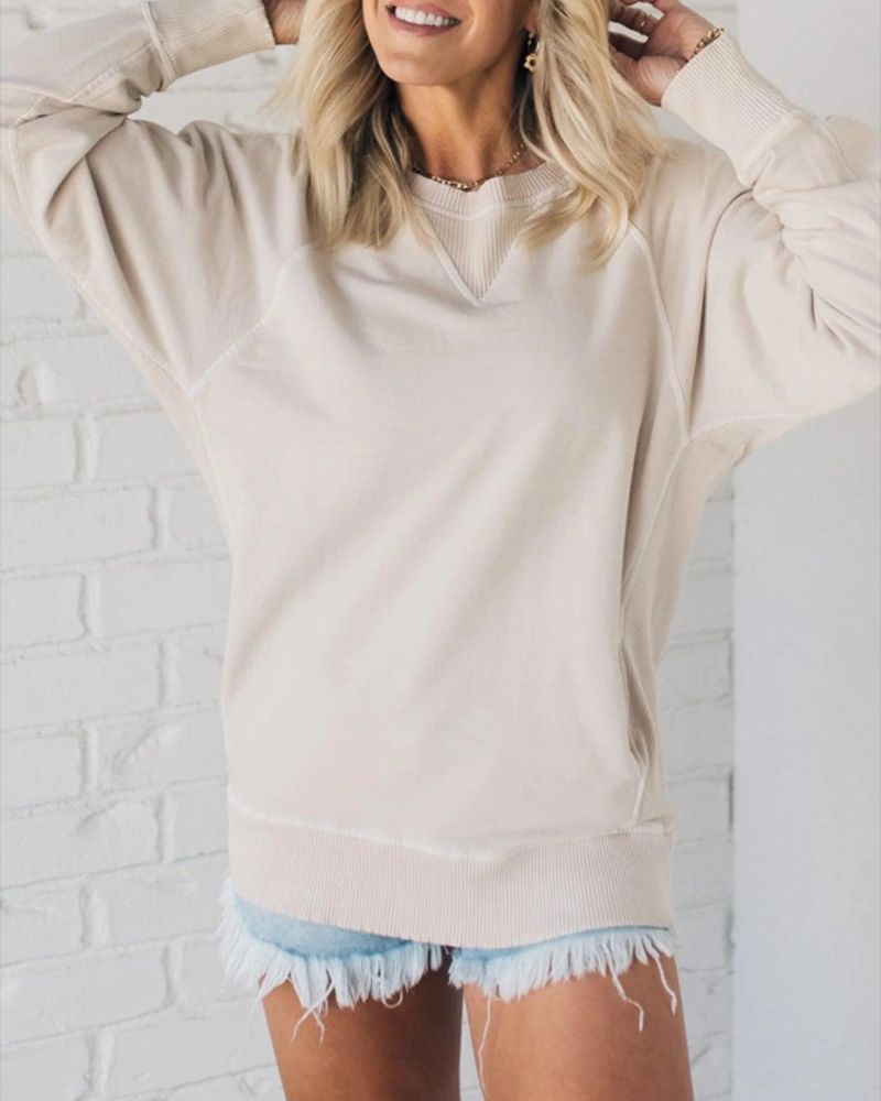 Leah | Ribbed Accent Pocketed Pullover