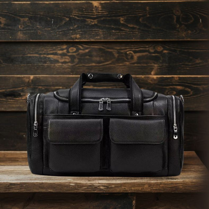 CHARLEROI Black Leather Travel Bag