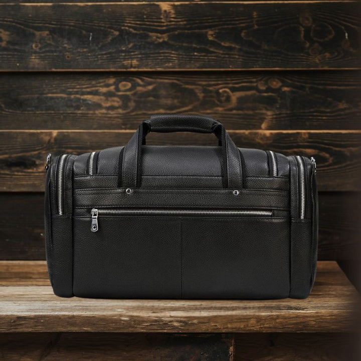 CHARLEROI Black Leather Travel Bag