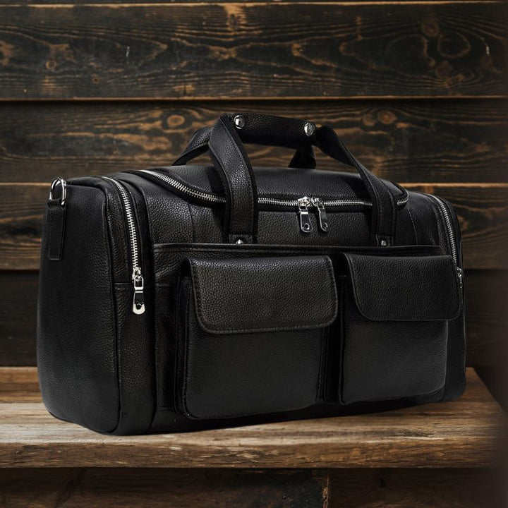 CHARLEROI Black Leather Travel Bag