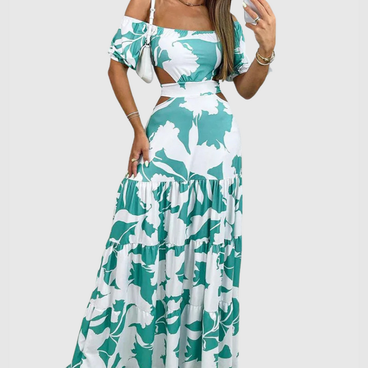 Arden - Elegante midi-jurk met onregelmatige nerf en uitsparingen 