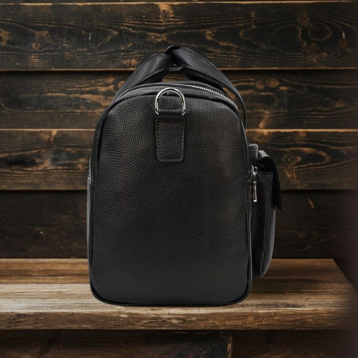 CHARLEROI Black Leather Travel Bag