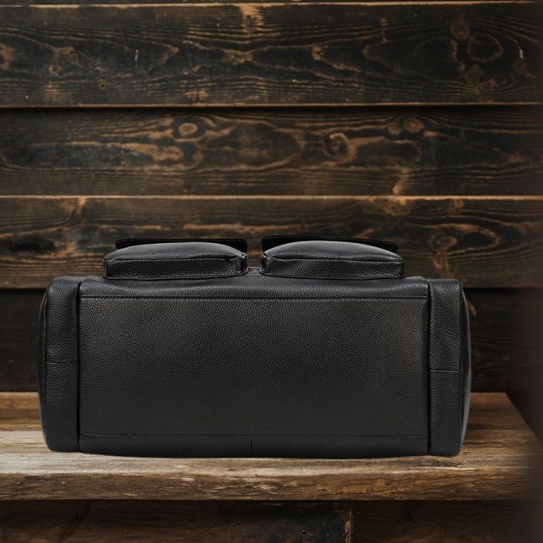 CHARLEROI Black Leather Travel Bag