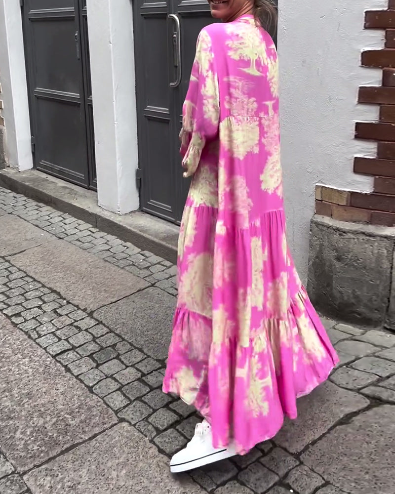 Giavanna - Casual jurk met wijde mouwen en lange print