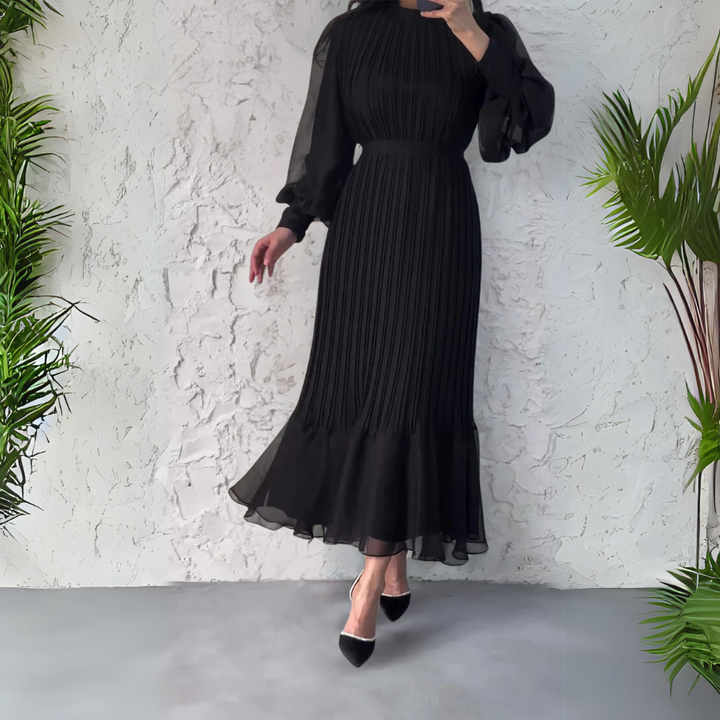 Cami - Chique Franse herfstavondjurk met mesh-accenten