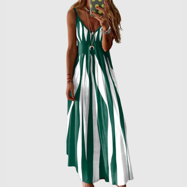 Ariella - Chique mouwloze gestreepte maxi-jurk 