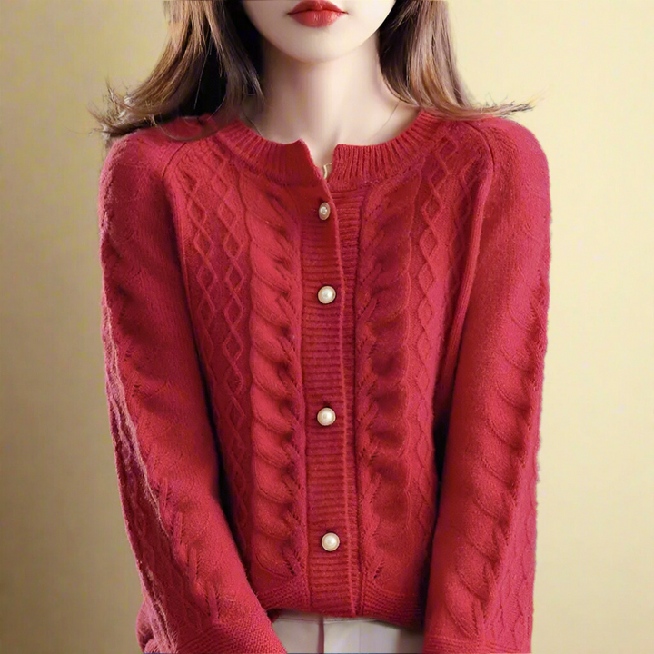 Alexandrine™ - Round Neck Wool Cardigan for Women