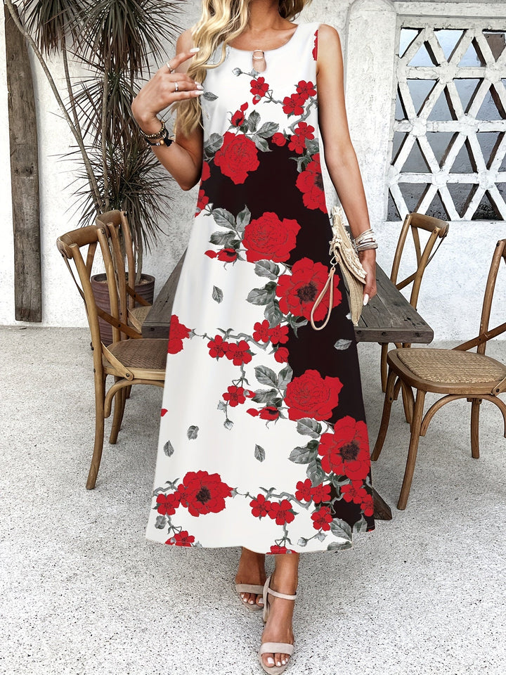 Indigo - Boho Chic Bloemen V-hals Maxi-jurk 