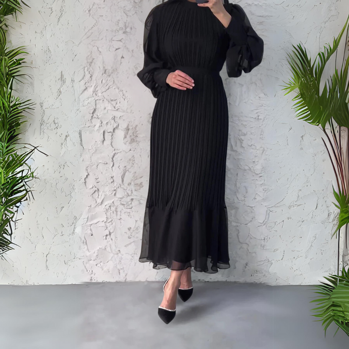 Cami - Chique Franse herfstavondjurk met mesh-accenten