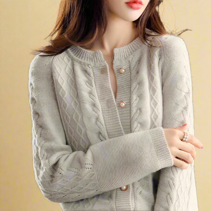 Alexandrine™ - Round Neck Wool Cardigan for Women