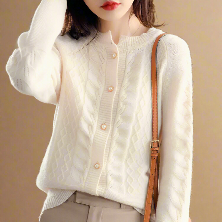Alexandrine™ - Round Neck Wool Cardigan for Women