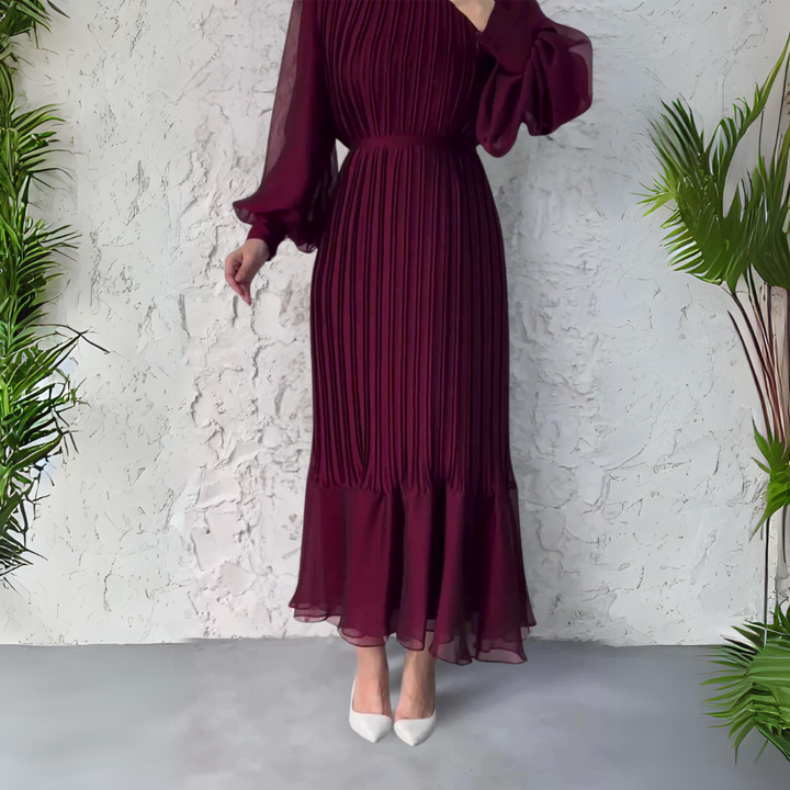 Cami - Chique Franse herfstavondjurk met mesh-accenten