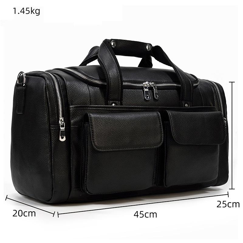 CHARLEROI Black Leather Travel Bag