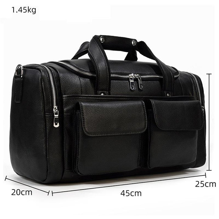 CHARLEROI Black Leather Travel Bag