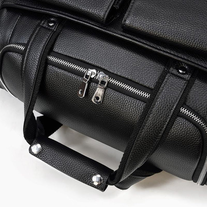 CHARLEROI Black Leather Travel Bag