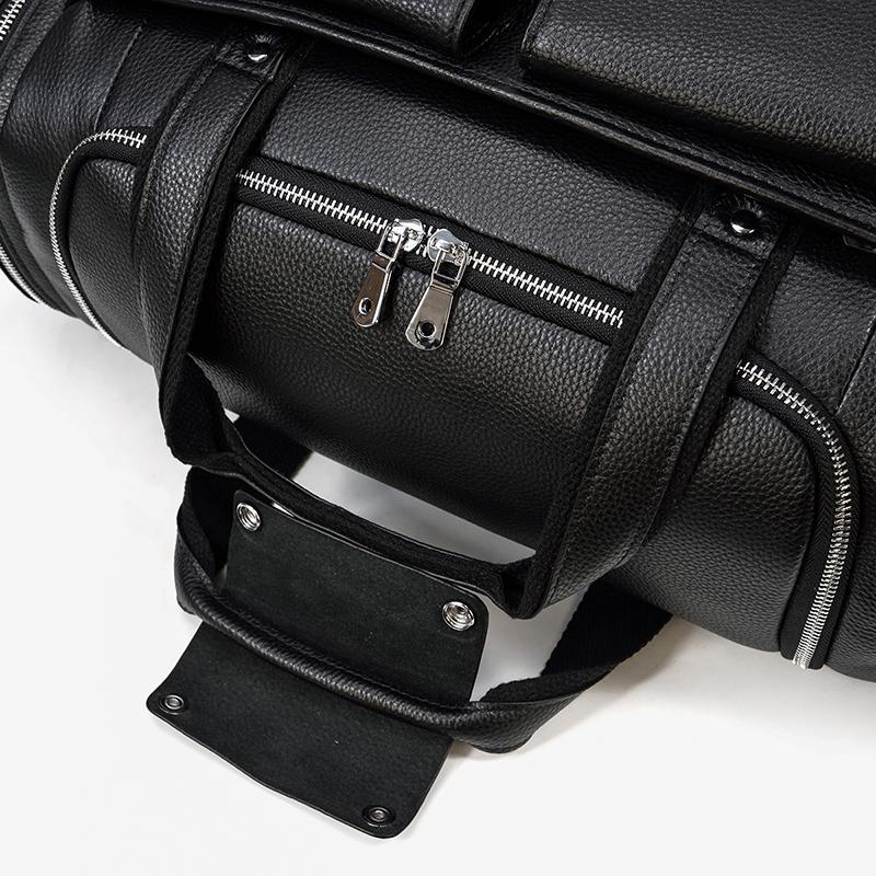 CHARLEROI Black Leather Travel Bag